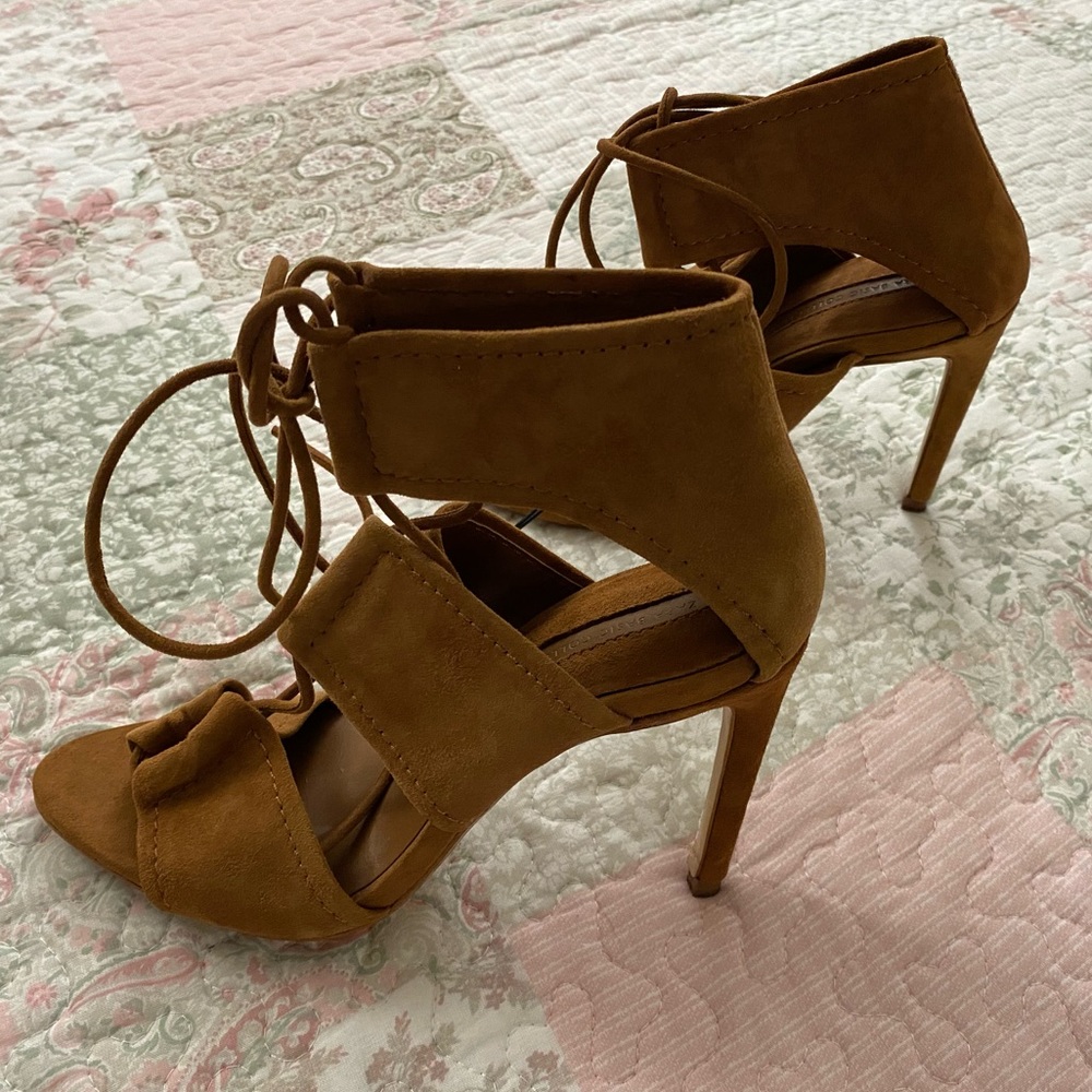 Zara Basic Brown Leather Heels Size 6 NWT